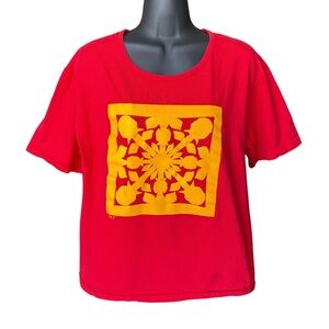 Vintage Hawaiian quilt print t-shirt women’s Large Made in USA